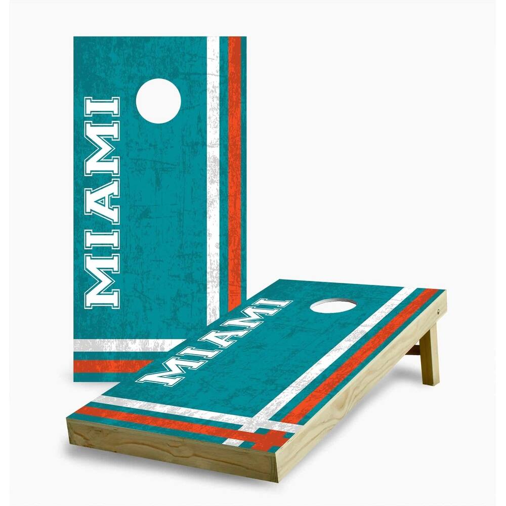 Miami Dolphins Multi Stripe Cornhole Game (Choose Wraps or Boards)