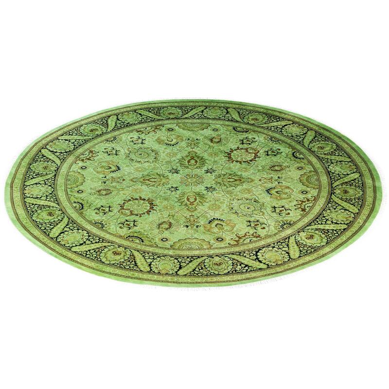 Overdyed One-of-a-Kind Hand-Knotted Area Rug - Green - 9' 1" x 9' 1"