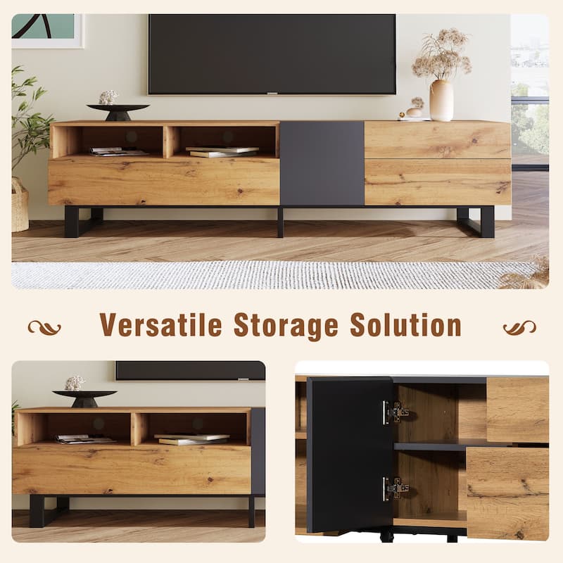 Modern TV Stand for 80'' TV with Double Storage Space