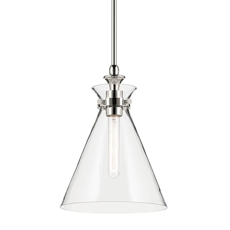 Kichler Lighting Laria 10.5 Inch 1 Light Pendant with Clear Glass in Polished Nickel