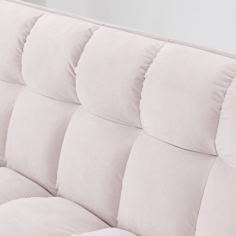 54.33 inch Pink Versatile Foldable Sofa Bed with Adjustable Back, Solid Wood