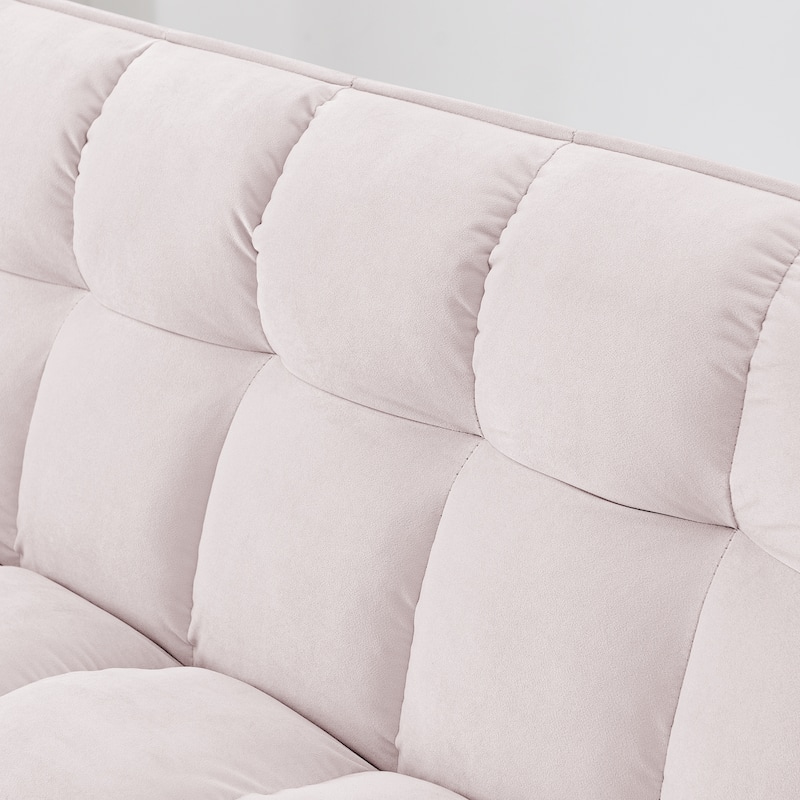 Anmytek 54.33 Inch Space-Saving Velvet Sofa Bed - 3 Lengths Foldable Pull-Out Adjustable Back