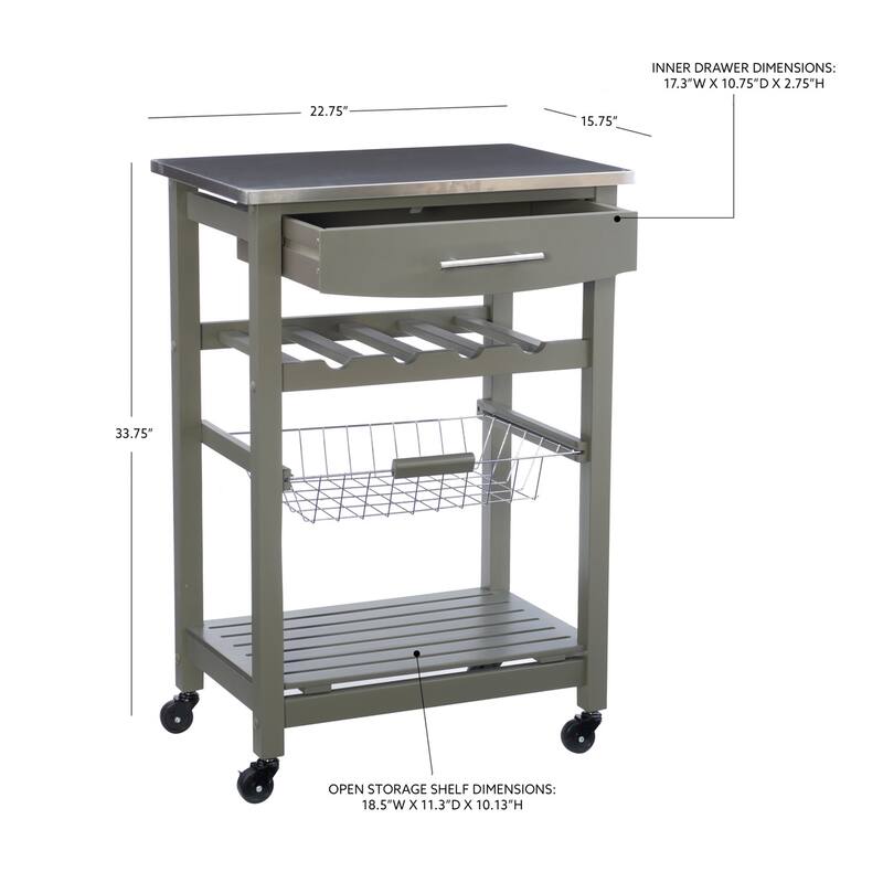 Jake Compact Mobile Rolling Kitchen Cart