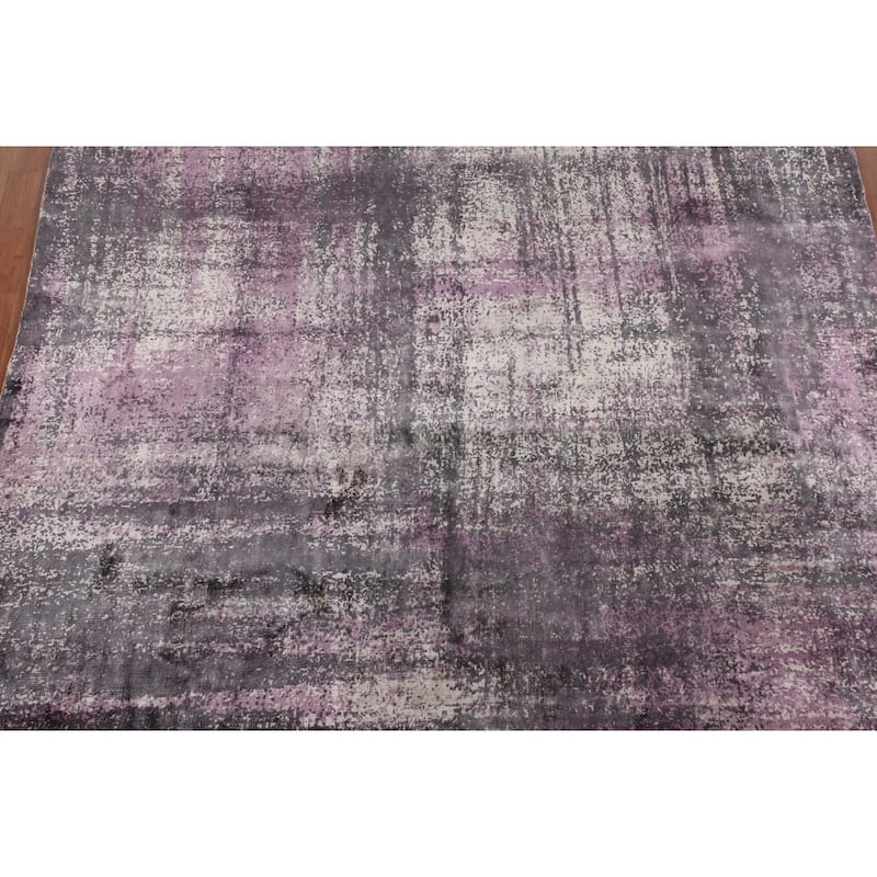 Colorful Abstract Area Rug Hand-Knotted Wool Carpet - 6'1" X 8'1"