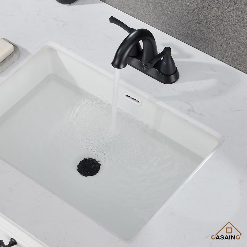 4 in. Centerset Double Handle Bathroom Faucet with Drain Kit Included
