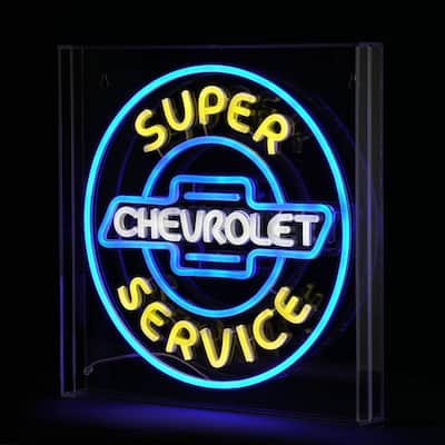 Licensed Chevrolet Super Service Acrylic LED Wall Decor Sign - 16" x 16" - 16" x 16"