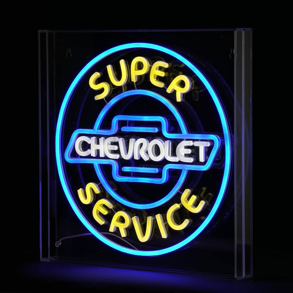 Licensed Chevrolet Super Service Acrylic LED Wall Decor Sign - 16" x 16" - 16" x 16"