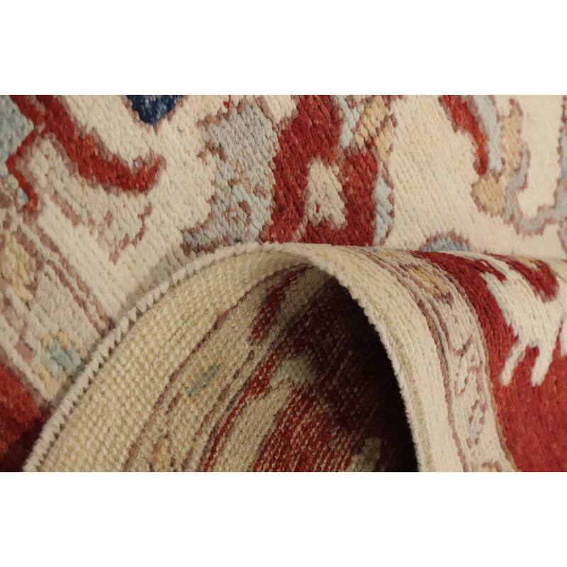 Hand Knotted Oriental 100% Wool Carpet Transitional Floral Beige & Ivories Oushak Area Rug - 9' 0'' X 6' 2''