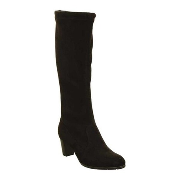womens black leather knee high boots uk