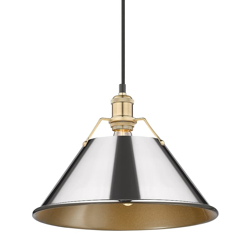Orwell 14" Wide Large Pendant in Brushed Champagne Bronze with Chrome - Gold