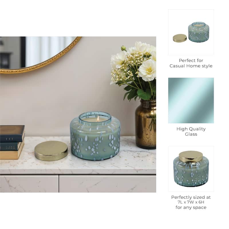 Decorative Glass Jar Candle with Metal Speckled Lid - 7" x 7" x 6"