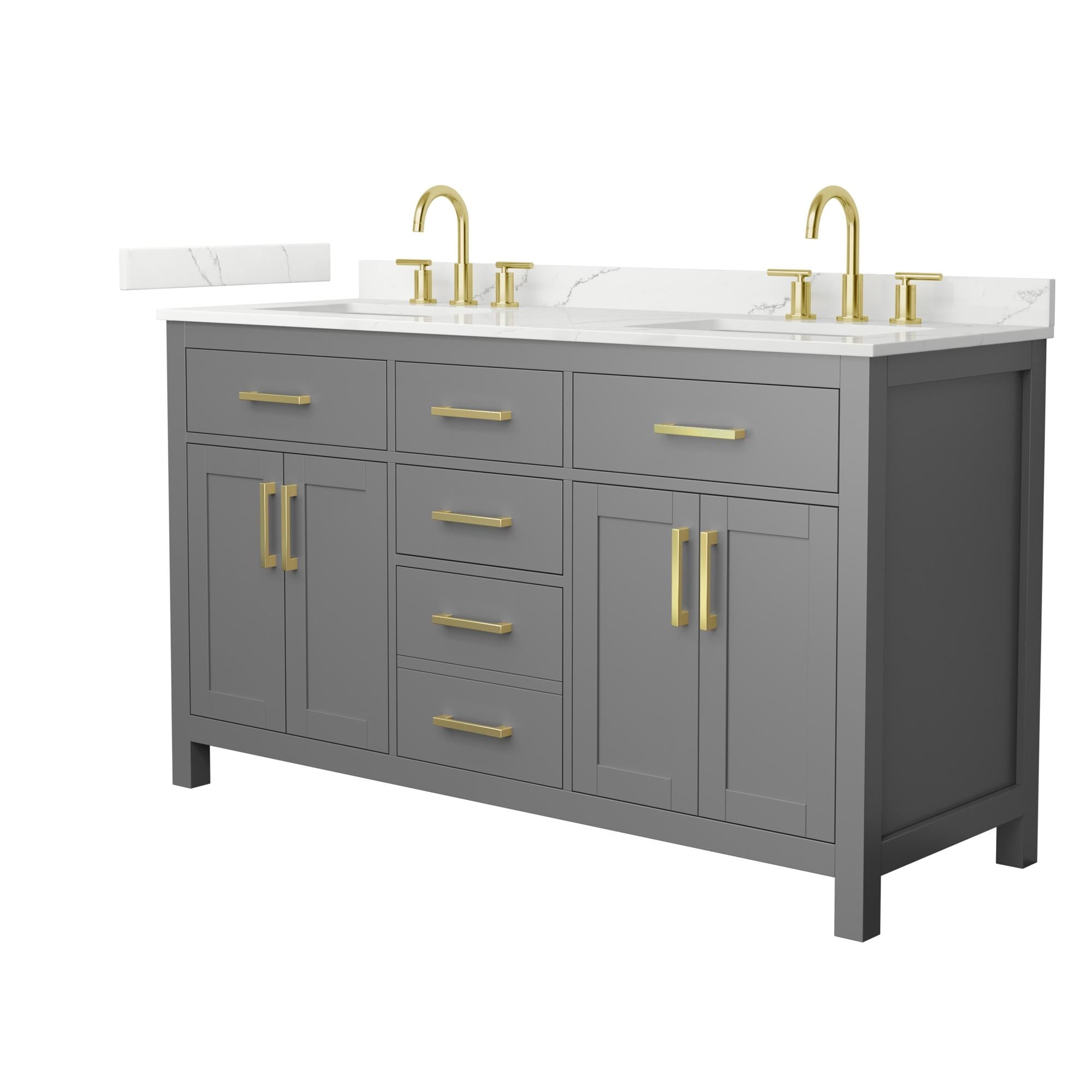 Wyndham Collection Beckett 60-inch Double Vanity, Quartz Top