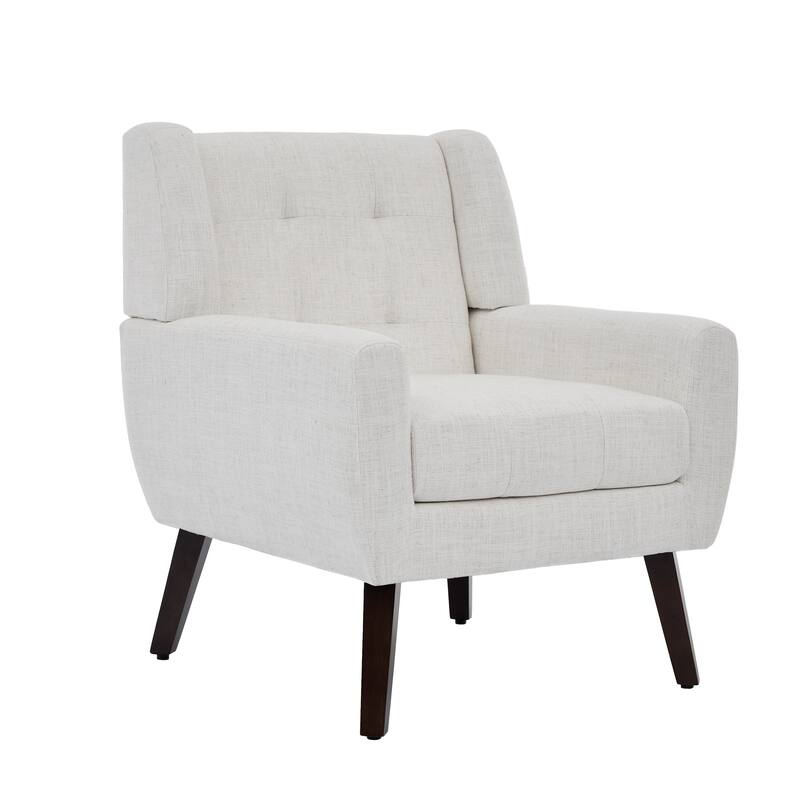 Modern Tufted Wingback Accent Chair Linen/Faux Leather/Velvet Armchair