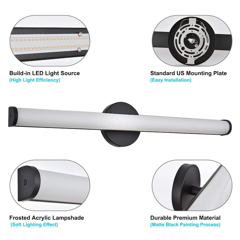 Modern 30" Black LED Bathroom Light