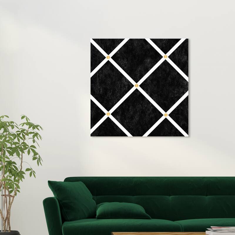 Wynwood Studio Canvas Abstract Black and White Crushed Velvet Black and Modern & Contemporary Wall Art Canvas Print - 30 x 30
