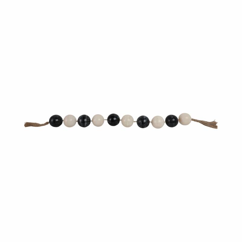 Decorative Bead Strand with Resin Spheres and Woven Jute Tassels - 46" x 3" x 3"