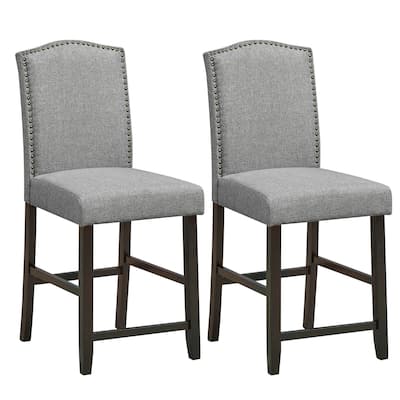 Gymax Set of 2 Fabric Barstools Nail Head Trim Counter Height Dining - See Details