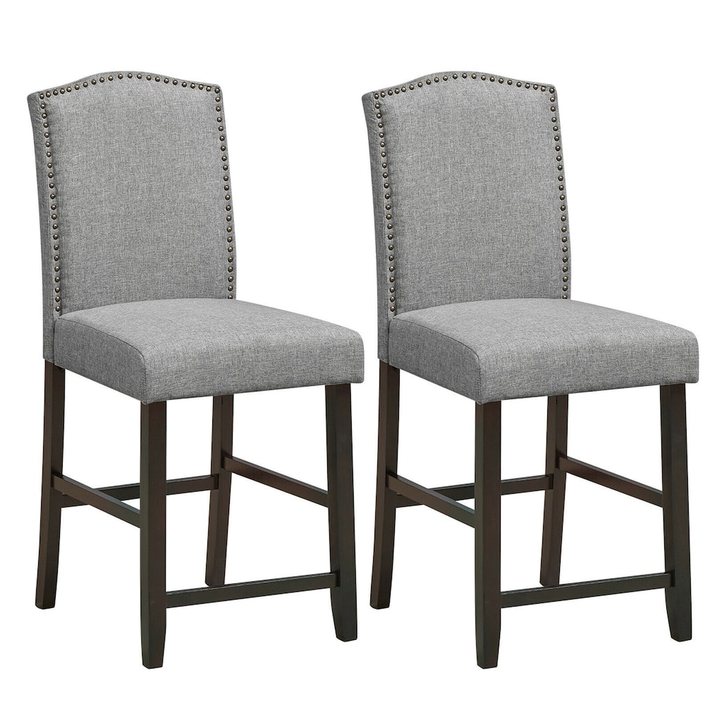 Gymax Set of 2 Fabric Barstools Nail Head Trim Counter Height Dining - See Details