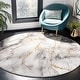preview thumbnail 4 of 92, SAFAVIEH Craft Margaretha Modern Abstract Marble Pattern Rug 10' x 10' Round - Grey/Gold