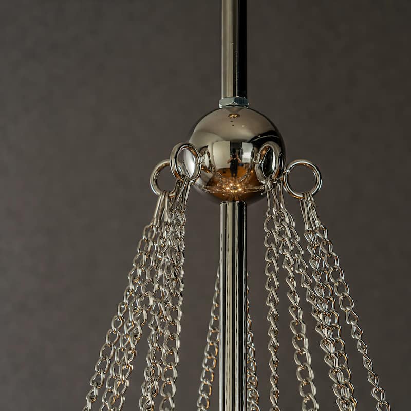 CraftHome Modern Glam Cluster Chandelier 6 Lights Pendant with Textured Glass Globes And Chrome Finish for Dining Room - W27''