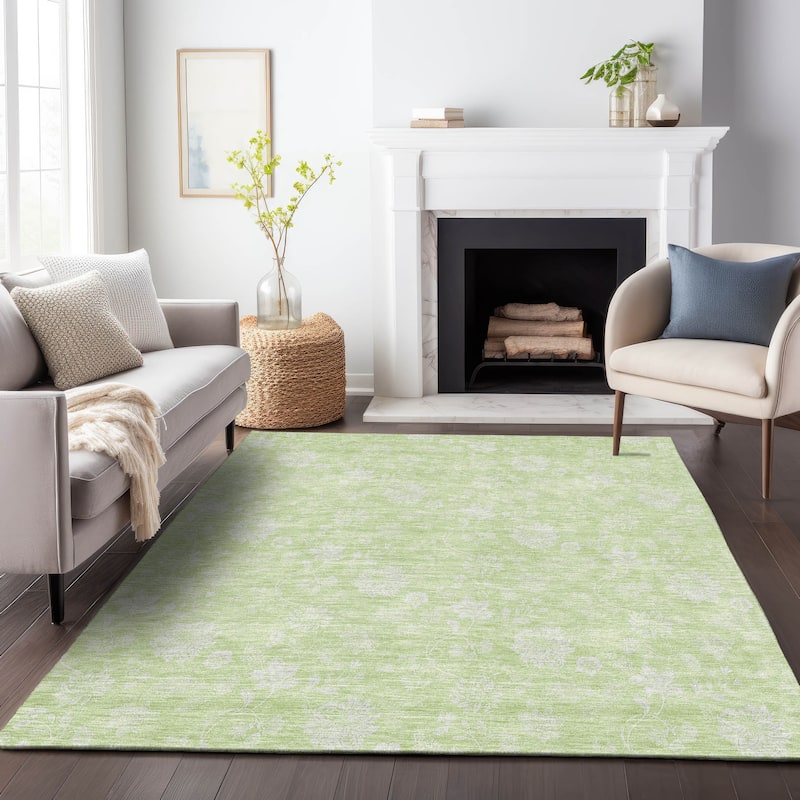 Premium Washable Super Soft Floral Garden Mayfield Rug - Aloe - 8' x 10' - Rectangle