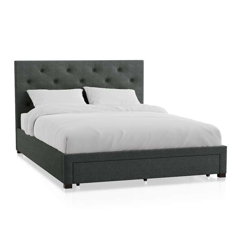 Furniture of America Malaer Modern Button Tufted 1-drawer Platform Bed