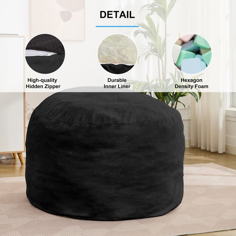 Mixoy Faux Plush Lazy Bean Bag Chairs,Oversized Fluffy Accent Chair,Fuzzy Sofa