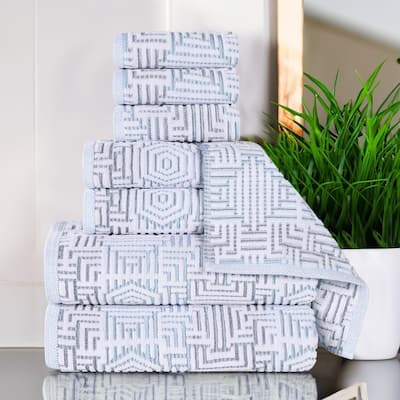 Superior Jasper Cotton Modern Jacquard Soft 8 Piece Bathroom Towel Set
