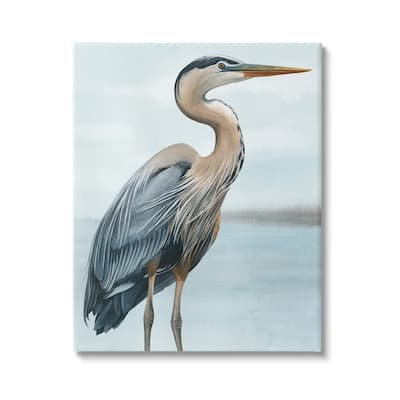Stupell Coastal Heron Portrait Canvas Wall Art Design by Grace Popp