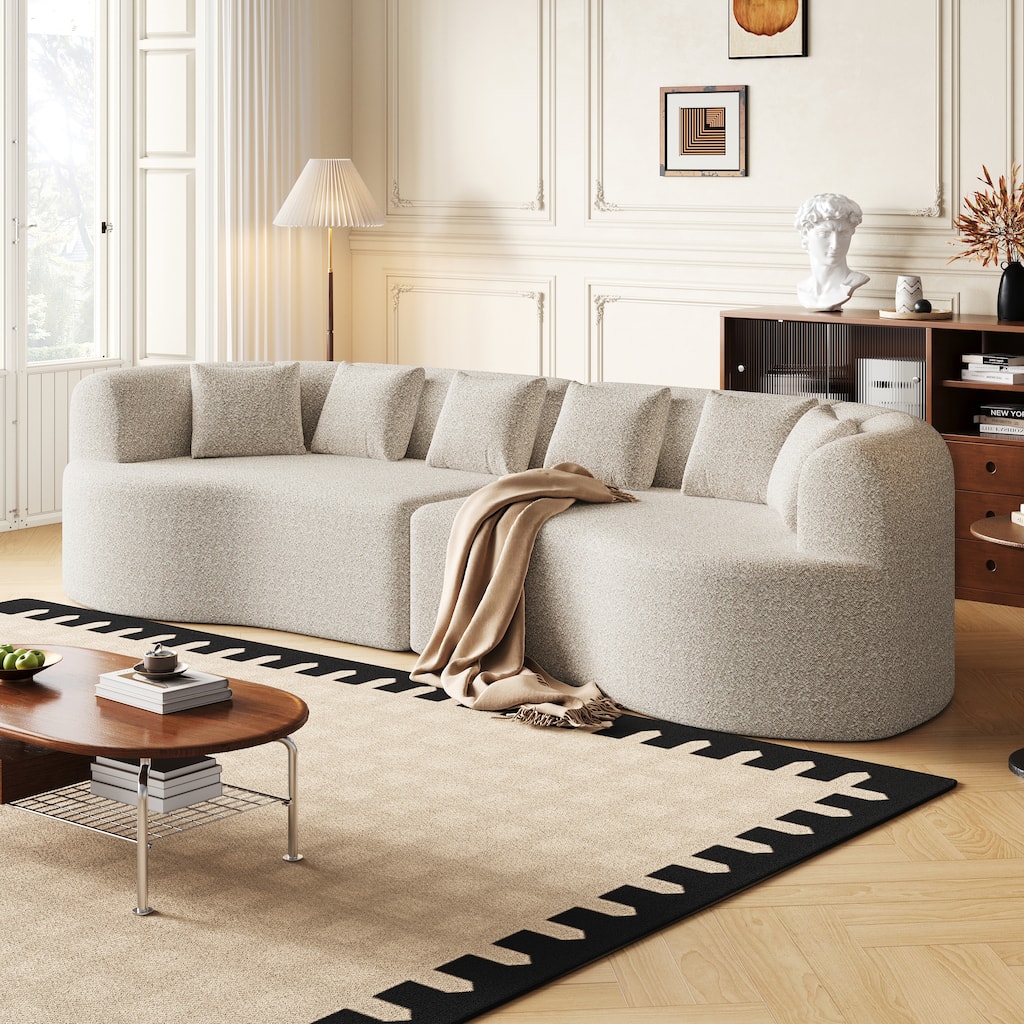 Oversized Cloud-Like Lounge Sofa, Sleeper Sofa with 6 Pillows, Four-Seater Loveseat Recliner Sofa with Deep Seat