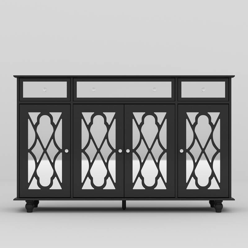 55.1" Accent Storage Cabinet Mirror Sideboard Buffet Cabinet Buffet