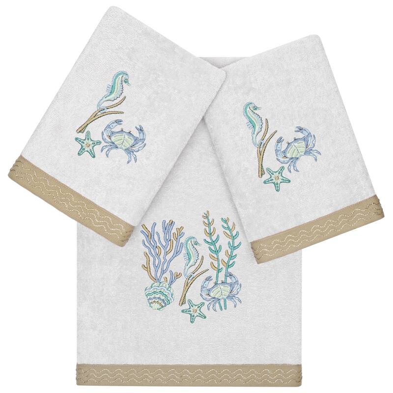 Authentic Hotel and Spa Turkish Cotton Aaron 3PC Embellished Towel Set - Silver