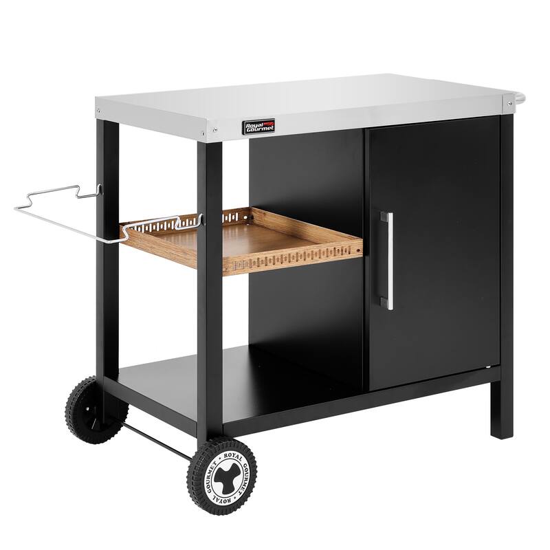 Royal Gourmet PC3402S 3-Tier Dining Cart with Storage Cabinet