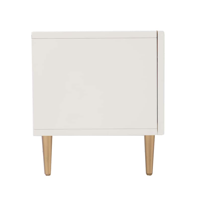 SEI Furniture Parkglen Contemporary Ribbed Wood Media TV Stand for TV's up to 58"
