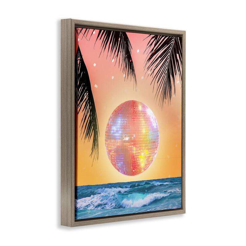 Stupell Tropical Disco Sunset Framed Floater Canvas Wall Art Design By Lil' Rue