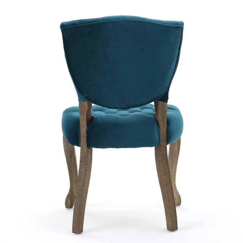 Velvet Dining Chairs Set of 2, Kitchen Side Chairs, Tufted Dining Room Chairs with Padded Seat and Wood Legs for Living Room