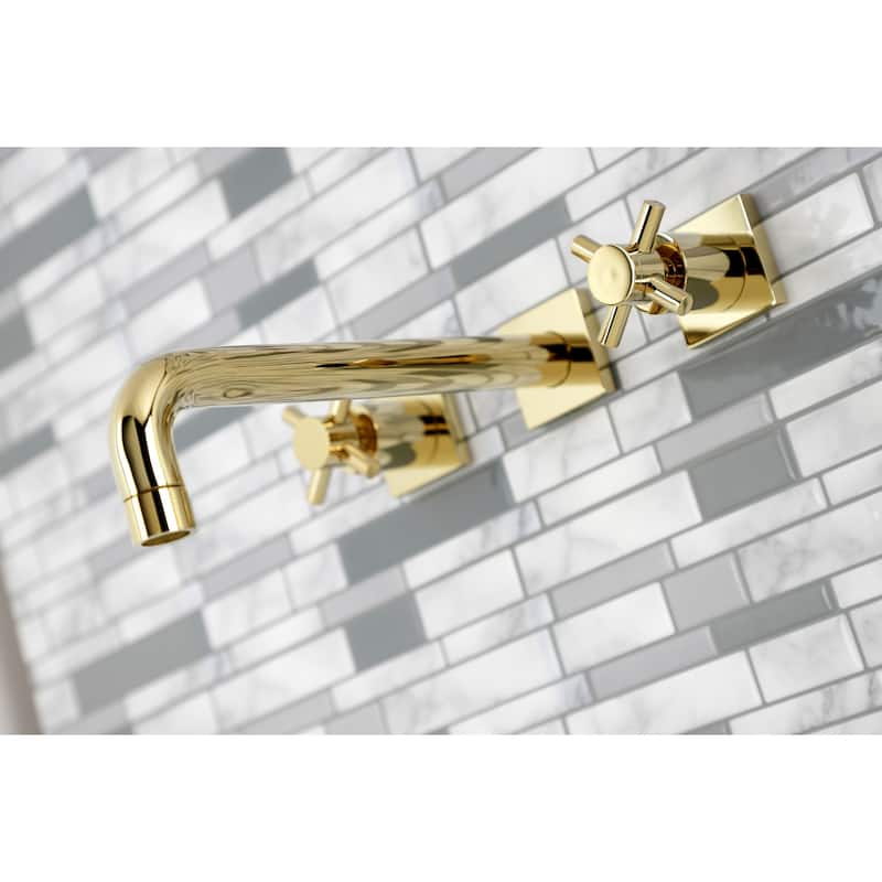 Concord 3-Hole Wall Mount Roman Tub Faucet in Polished Brass