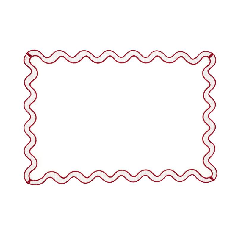 100% Linen Eco Scallop Border Placemat (Set of 4) - 13"x19"