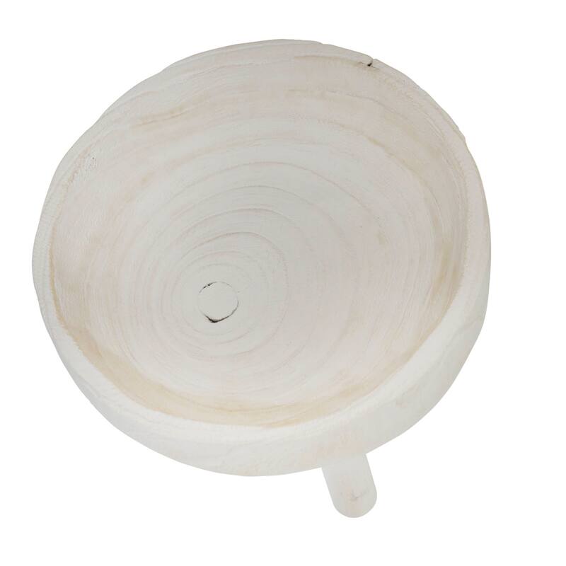 Sagebrook Home Paulownia Wood Decorative Bowl with Tripod Legs - Handcrafted Coastal Accent for Modern and Rustic Decor