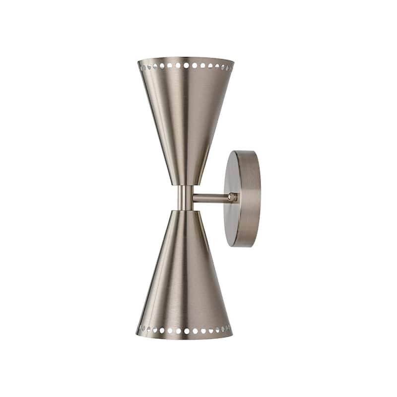 2-Light Mid-century Dual Cone Hourglass Up Down Wall Sconce