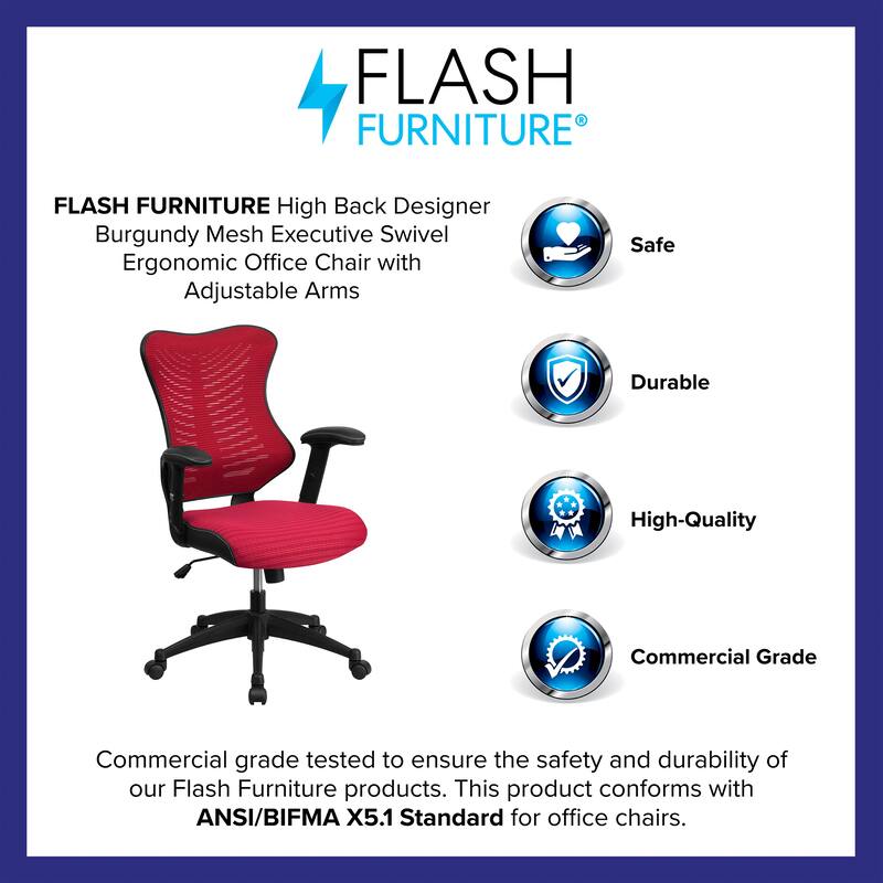 High-Back Mesh Swivel Office Chair with Padded Armrests