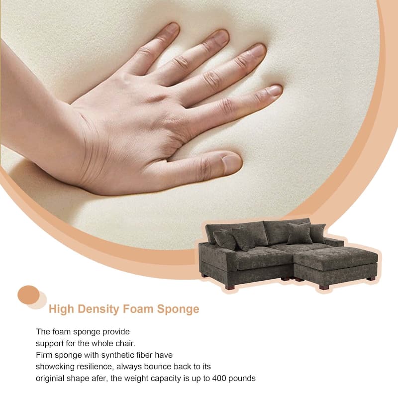 Oversized Chenille Modular Sectional Sofa Living Room Set with Ottoman