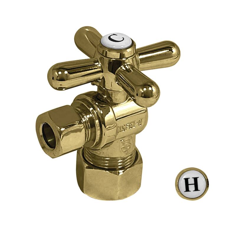 Kingston Brass Vintage 3/8-Inch IPS X 3/8-Inch OD Comp Quarter-Turn Angle Stop Valve - Polished Brass