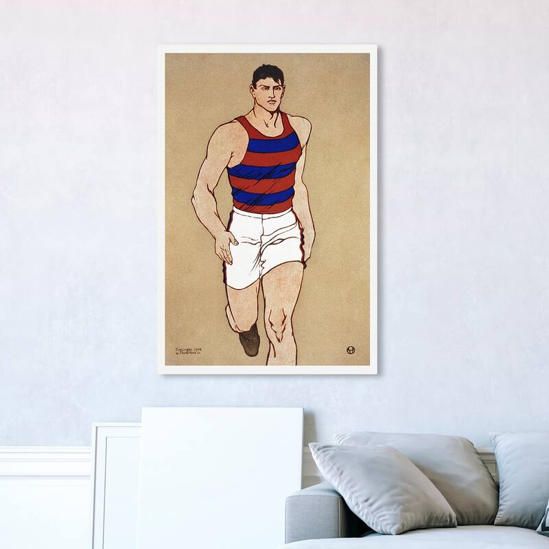 Wynwood Studio Canvas Sports and Teams Athlete - Edward Penfield Brown and Tan Vintage Wall Art Canvas Print - 45 x 30