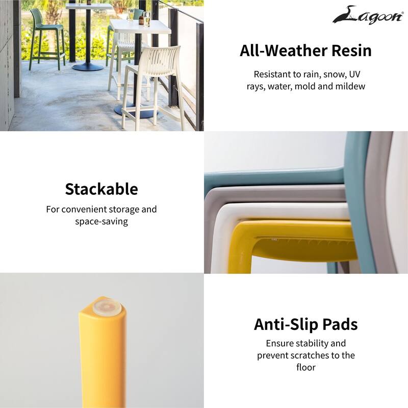 Milos Resin Stackable Counter Stools, Set of 2