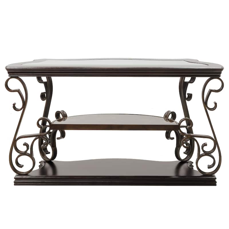 End Sofa Table with Glass Table Top and Metal Legs