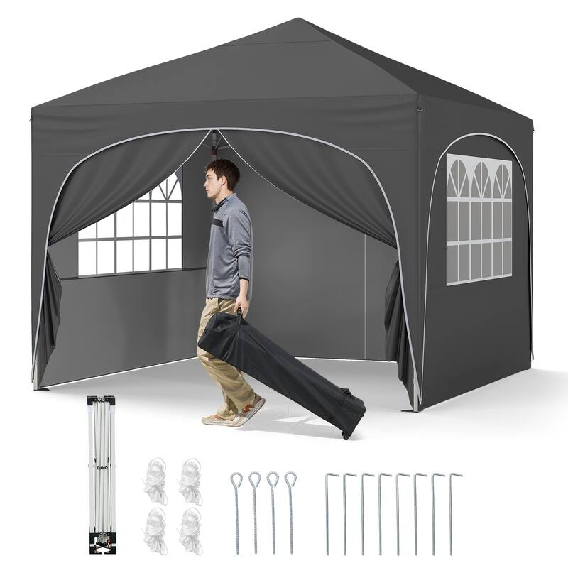 10x10 Pop Up Canopy Tent with Sidewalls for Outdoor Events and Parties