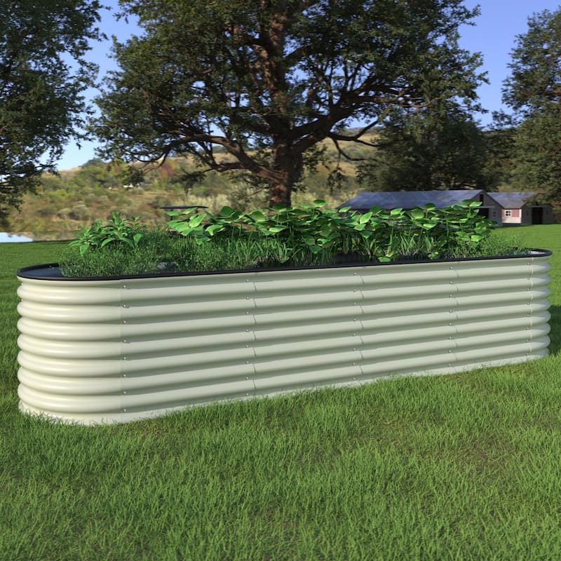 VEIKOUS 23.1''H Metal Galvanized Raised Garden Bed 9-in-1 Modular Outdoor Planter Box