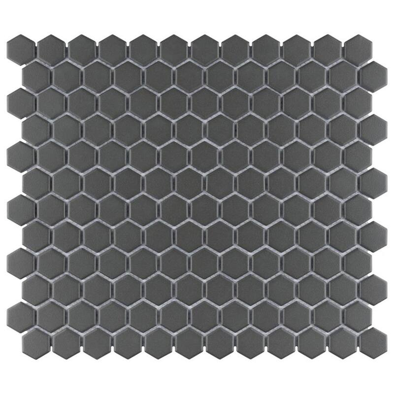 Merola Tile Gotham 1" Hex Black 10-1/4" x 11-3/4" x 5 mm Porcelain Unglazed Mosaic Tile