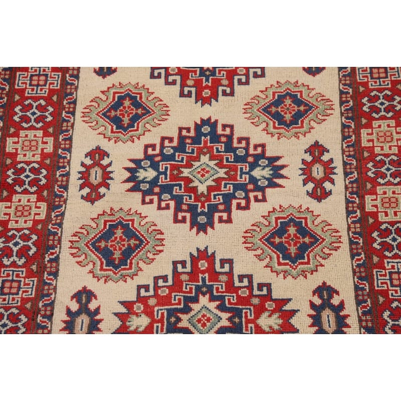 Traditional Kazak Accent Rug Handmade Wool Carpet - 3'5"x 5'1"